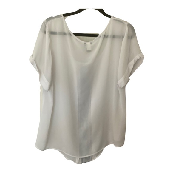 Sheer white blouse with black lace detail - Picture 3 of 3